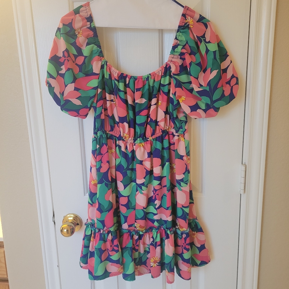 Floral Puff Sleeve Mini Dress
